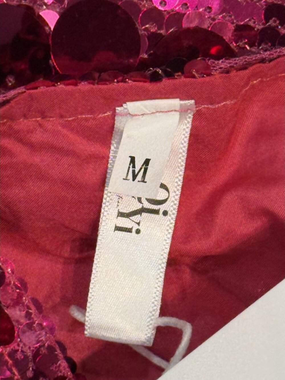 Hot Pink Sequin Paillette Mini Skirt Magenta Satin Lined NWT Size M - Picture 7 of 7